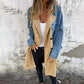 Mid-length trench coat with denim jeans seams