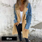 Mid-length trench coat with denim jeans seams