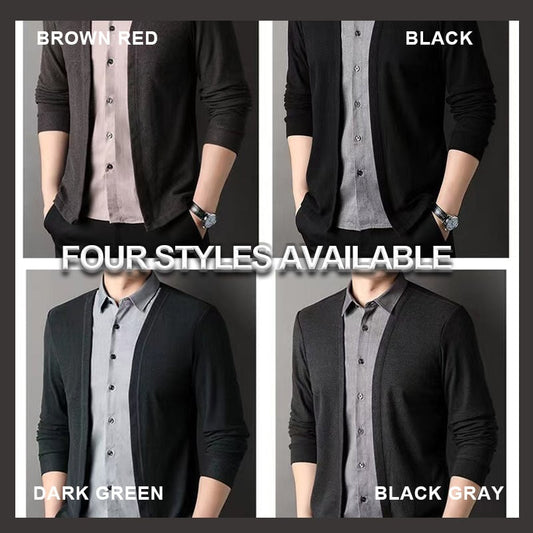 💥Pull en maille à col de chemise en deux pièces pour homme (faux)