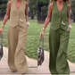 💕Solid Color Button Down Vest and Wide Leg Pants 2 Piece Set for Women