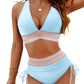 💃Vacation Sale 49% OFF💃High Waisted Tummy Control Color Block Bikini Sets