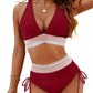 💃Vacation Sale 49% OFF💃High Waisted Tummy Control Color Block Bikini Sets