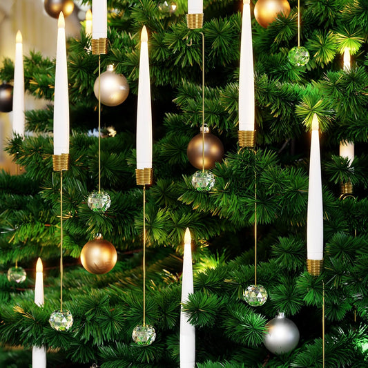 🎁Promotion de Noël anticipée - 49 % de réduction🎄Bougies LED pour sapin de Noël avec crochet en boule de cristal transparent