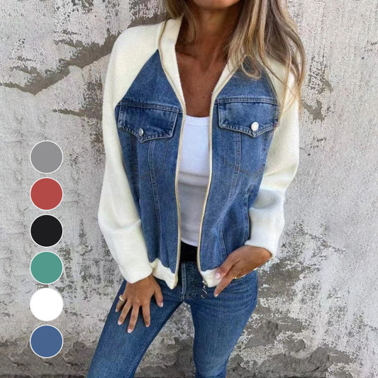 ⏳Spécial à durée limitée⏰Veste en denim à fermeture éclair pour femme🧥
