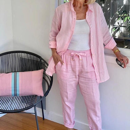 🌿 Spring New Release 🌿Women's cotton linen long sleeve blouse and pants set