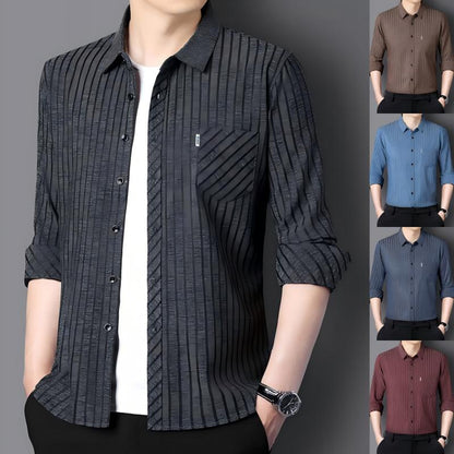 Men’s Casual Business Lapel Shirt for Fall & Winter