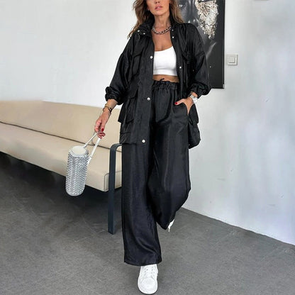 💥Free shipping at home 💥Women’s Oversized Cargo Jacket & Pants Set