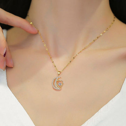 🌙Hot sale 49% off🌙Elegant Heart and Crescent Shape Necklace✨️