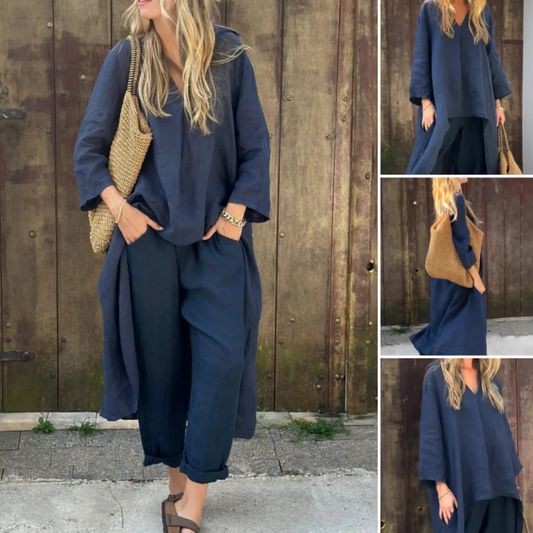 🌸🌸🌸Women's Summer Loose Pocket V-Neck 2-Piece Set