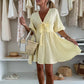 Casual V-Neck Solid Color Mini Dress